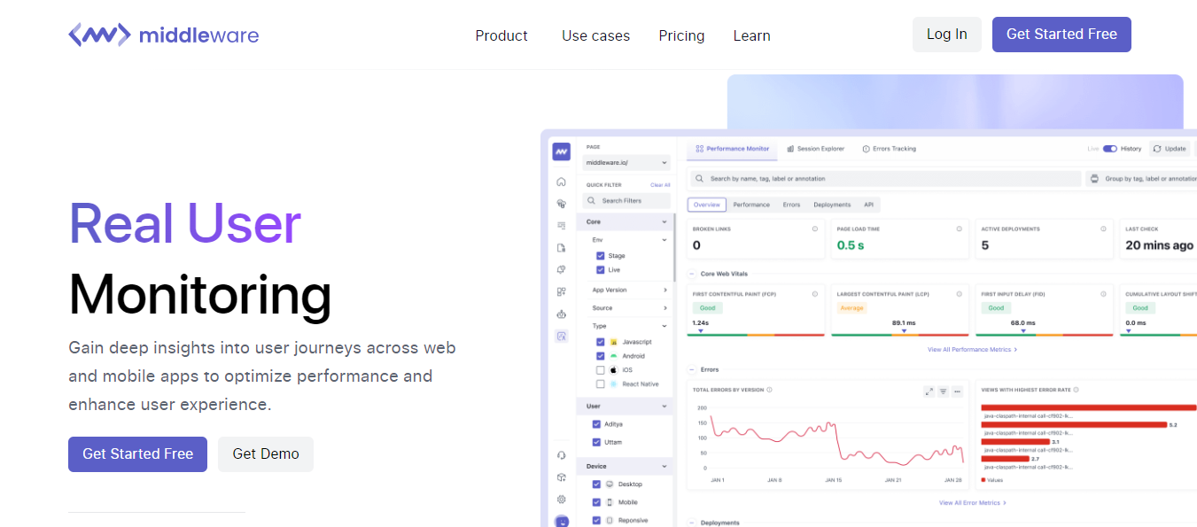 Middleware - End User Experience Monitoring Tools