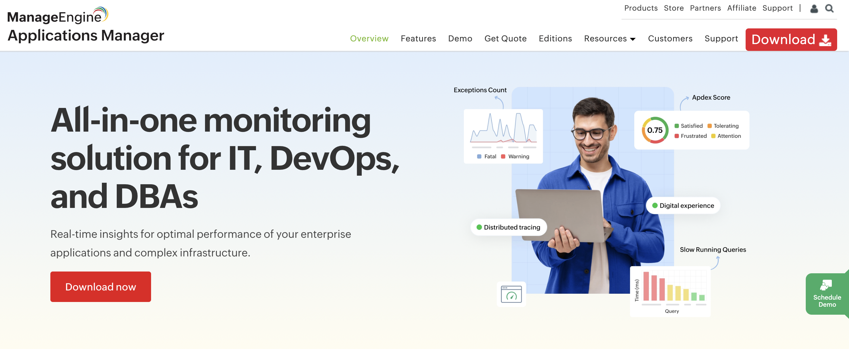 manaengine landing page - Manageengine Alternatives