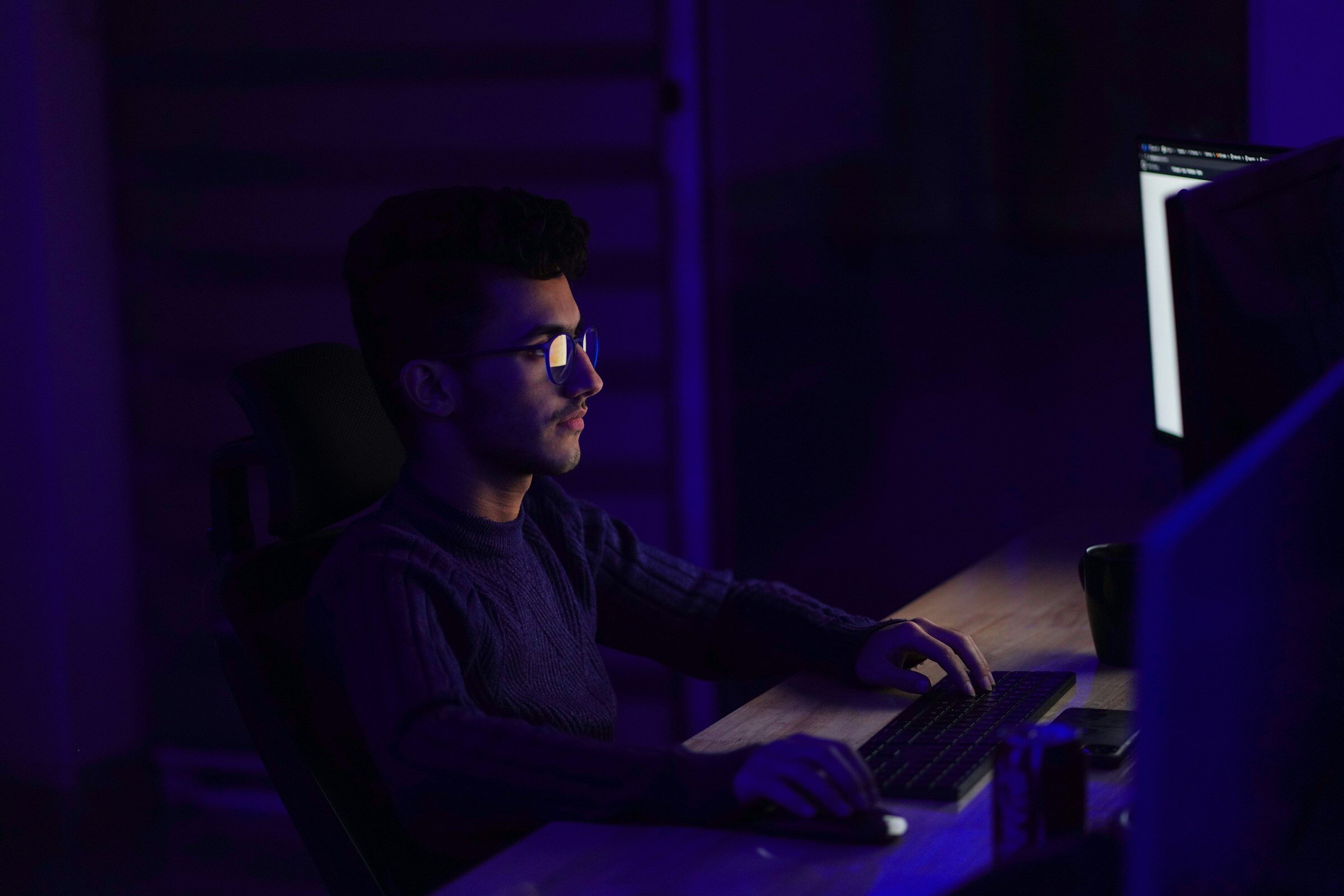 man being focused on NextJS Debugger